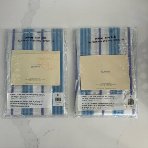2 Pottery Barn Kids Megan Rose Stripe Percale Decorative Case Pillowcase Vintage